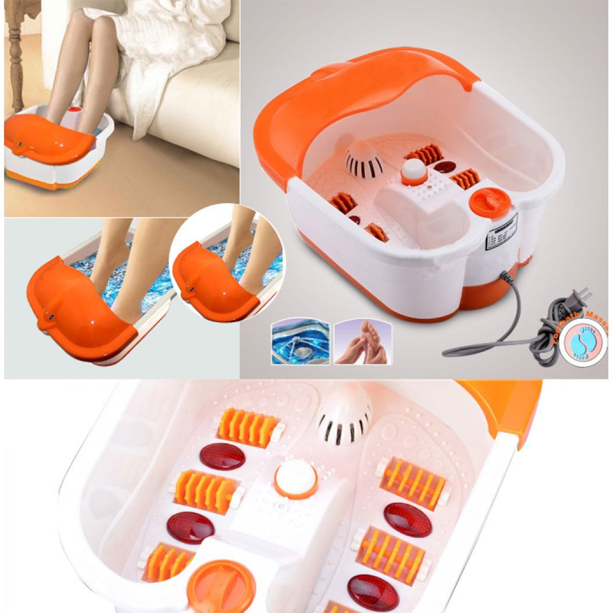 Foot Bath Massager Electric Pedicure Tub with Magnetotherapy Roller Massage Infrared Rays Bubble Massage Automatic Heating