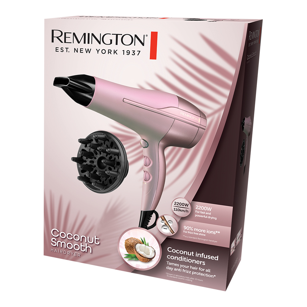 REMINGTON D5901 COCONUT SMOOTH HAIR DRYER with 1 year warranty