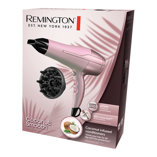 REMINGTON D5901 COCONUT SMOOTH HAIR DRYER with 1 year warranty