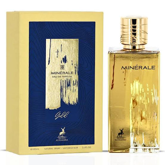 Maison Alhambra Minerale Gold Eau de Parfum Spray 100ml (3.4 oz)  | Smoky Patchouli, Osmanthus Silk, Suede-Kissed Woods