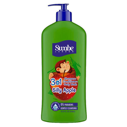 Swabe London - Kids Silly Apple 3in1 Shampoo + Conditioner & Body Wash - 550ml
