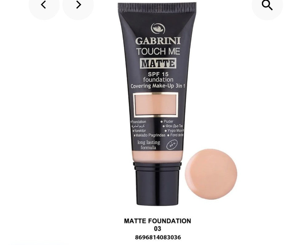 Gabrini Touch Me Matte Foundation with SPF 15