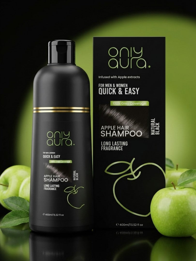 OnlyAura Apple Instant Hair Color Shampoo Natural Black 400ml Large