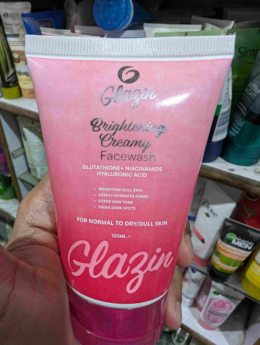 Glazin brightening face wash hyaluronic, niacinamide, glutathione 120ml