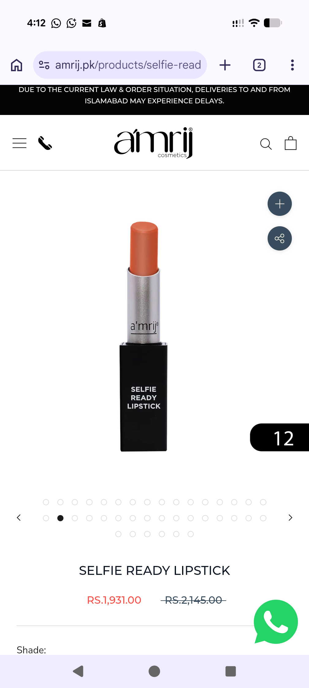 Amrij SELFIE READY LIPSTICK