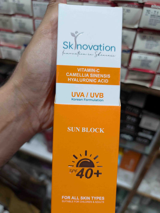 Skin innovation sunblock vitamin C  SPF 40+ hyaluronic acid camellia sinensis