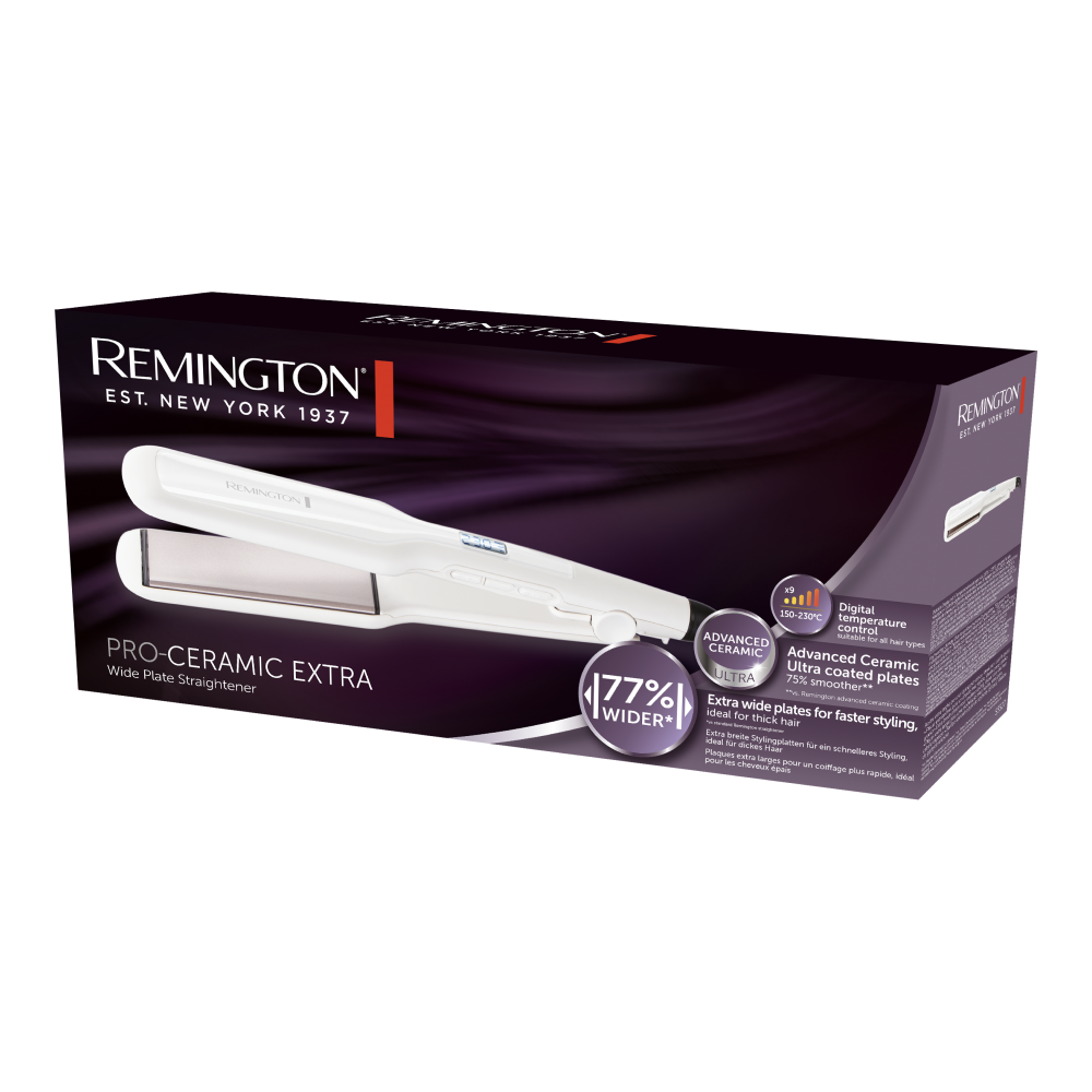 REMINGTON S5527 PRO CERAMIC EXTRA WIDE PLATE HAIR STRAIGHTENER with 1 year warranty