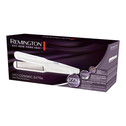 REMINGTON S5527 PRO CERAMIC EXTRA WIDE PLATE HAIR STRAIGHTENER with 1 year warranty