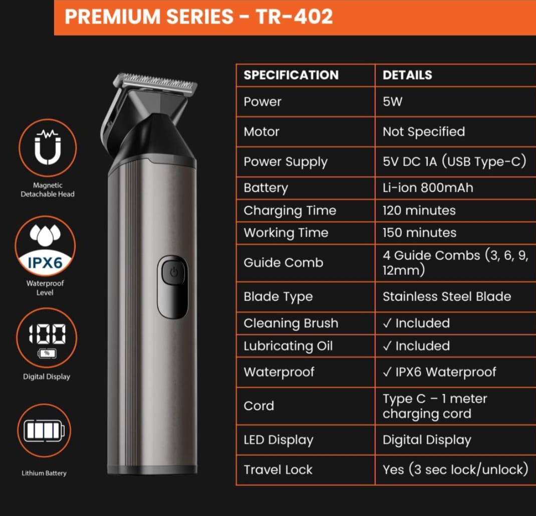 Tune Magnatec Premium Hair Trimmer - TR402