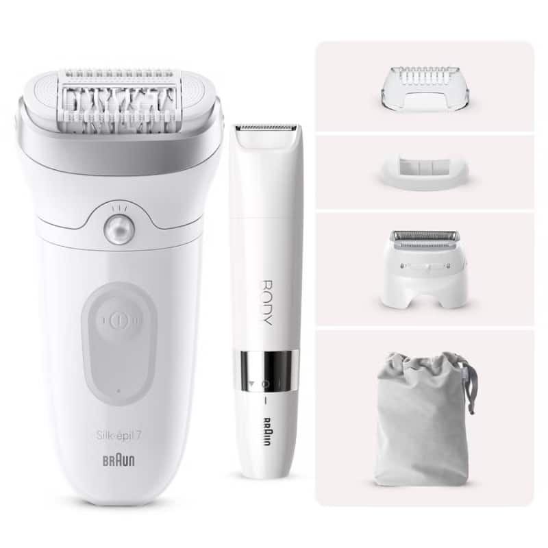 Braun Silk-epil 7 7-441 Epilator for Easy Hair Removal, Long-Lasting Smooth Skin, White/Silver with 1 year warranty