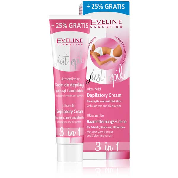 Eveline Just Epil 3in1 Ultra Mild for Armpits, Arms & Bikini Line – 125ml – (SENSITIVE AREAS)  hair removing cream