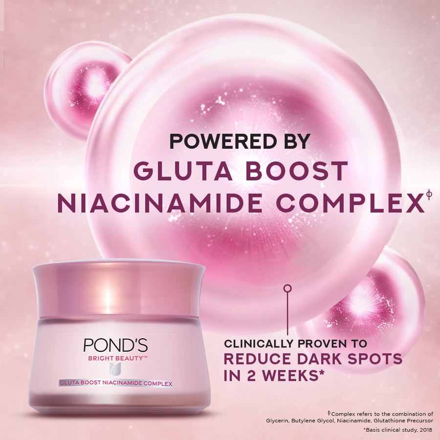 PONDS Bright Beauty Gel Creme with Glutaboost Niacinamide Complex for Fading Dark Spots, 50g