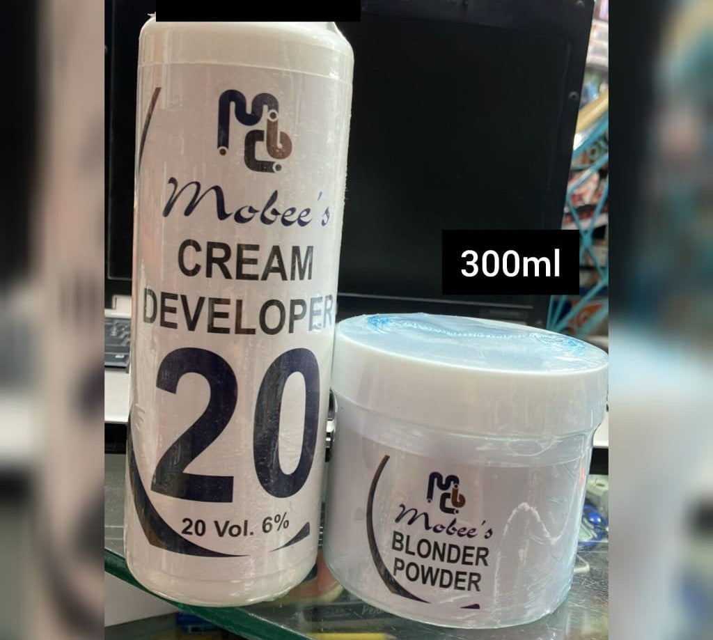 Mobees bleach 500ml developer 20 volume 300ml blue powder