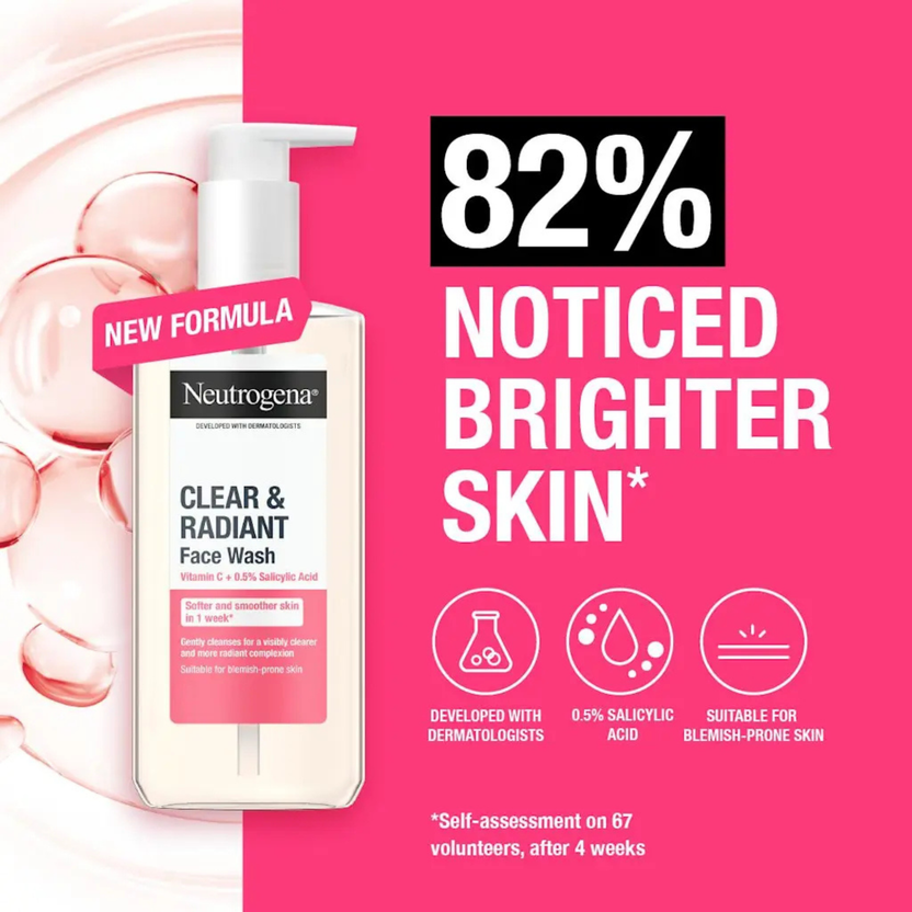 Neutrogena vitamin C 0.5% salicylic acid clear & radiant face wash 200ml