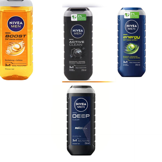 Nivea Men 3in1 body,Hair,Face shower gel body wash 250ml
