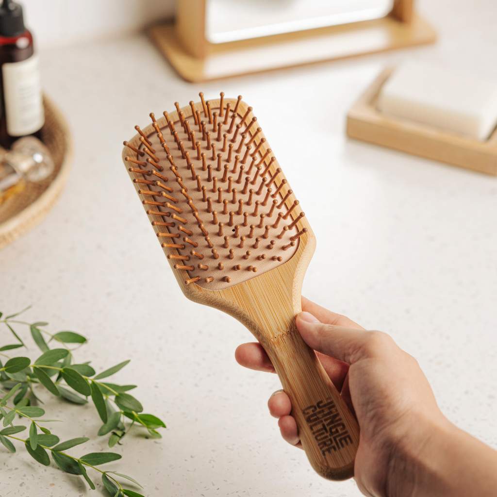 Wooden hair brush with wooden bristles
