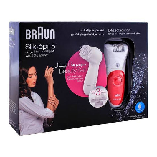 Braun Silk Epil 5 Wet & Dry Epilator + Facial Cleansing Brush 5539 with 1 year Warranty